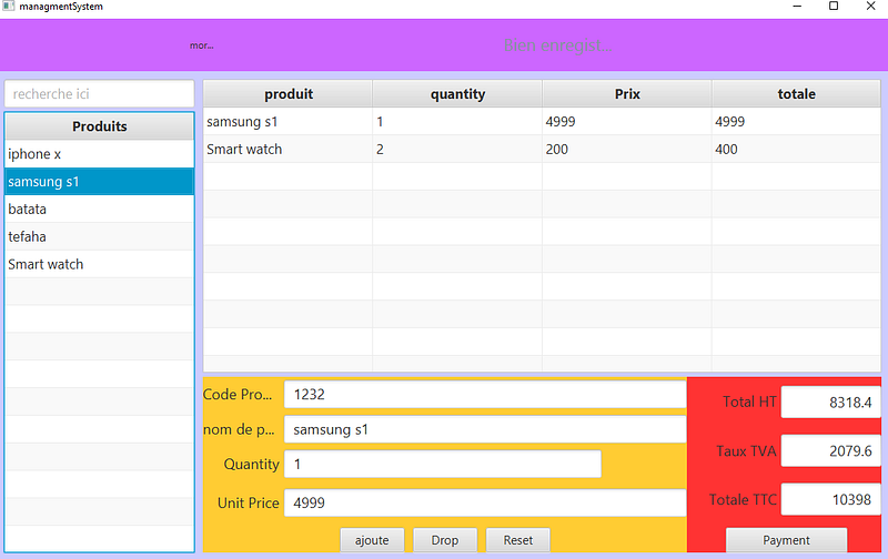 caissier AREA in POS with scala
